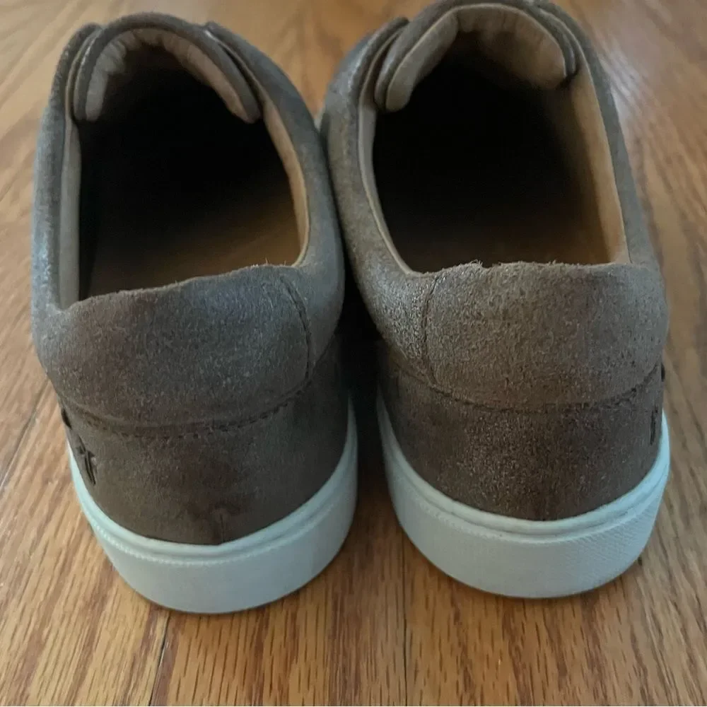 Frye | Women's Ivy Gore Distressed Leather Slip-On Sneakers in Brown Size 9